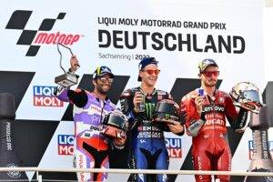 Fabio Quartararo triumphed at the Sachsenring MotoGP to score a point while Bagnaia’s disappointing blunder